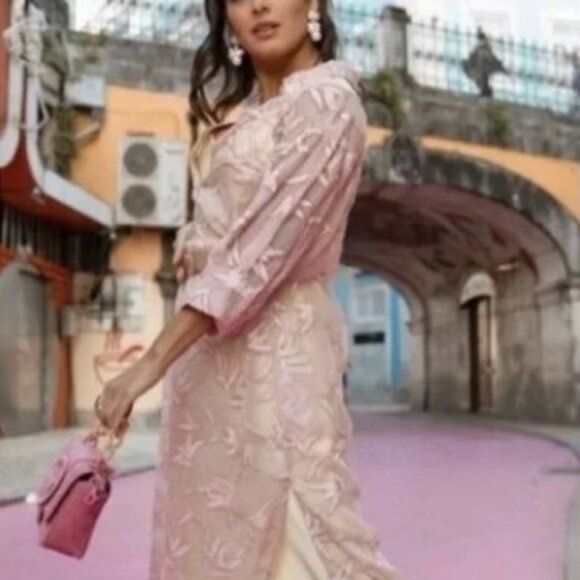 Zara sheer embroidered floral maxi shirtdress - Picture 2 of 12